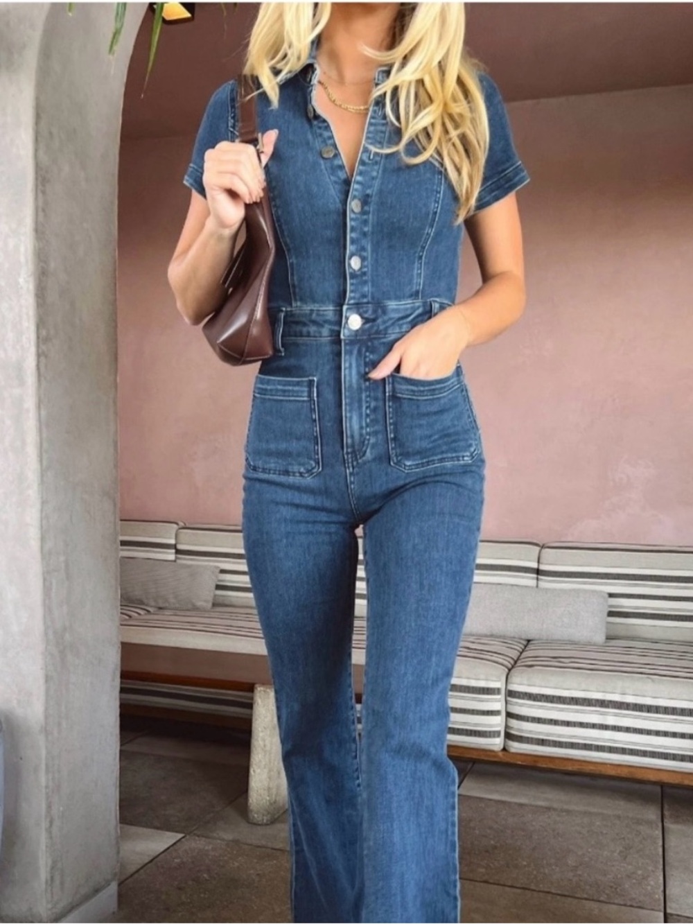 Show Me Your MuMu Indigo Denim Wide-Leg Jumpsuit